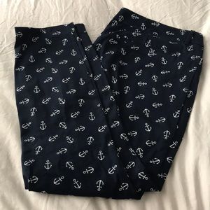 Navy anchor cropped dress pants